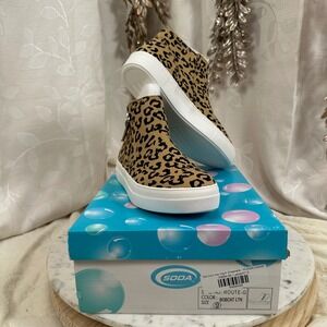 SODA Bobcat Ltn Leopard Print High Top Sneakers Platform Size 9 Women's Shoes‎